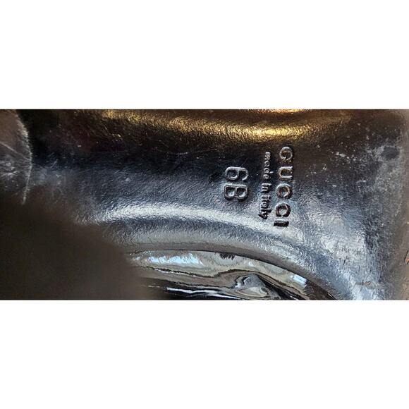 Gucci Patent Leather Stiletto Heels Classic Black - Logo Heel Tag- Womens Sz 6B - Picture 6 of 13